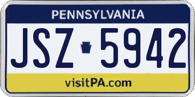 PA license plate JSZ5942