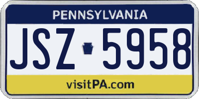 PA license plate JSZ5958