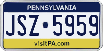 PA license plate JSZ5959