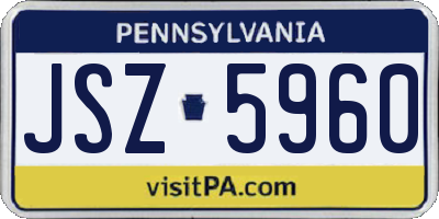 PA license plate JSZ5960