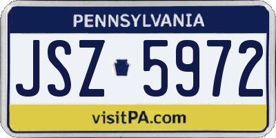 PA license plate JSZ5972