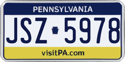 PA license plate JSZ5978