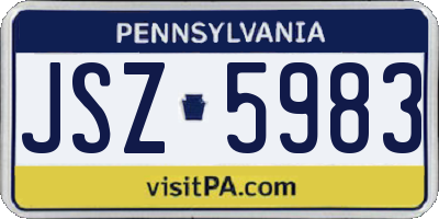 PA license plate JSZ5983