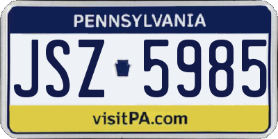 PA license plate JSZ5985