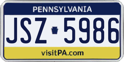 PA license plate JSZ5986
