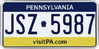 PA license plate JSZ5987