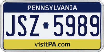 PA license plate JSZ5989