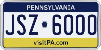 PA license plate JSZ6000