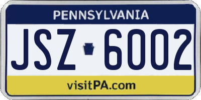 PA license plate JSZ6002