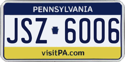 PA license plate JSZ6006