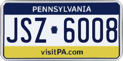 PA license plate JSZ6008