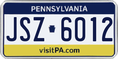 PA license plate JSZ6012