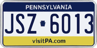 PA license plate JSZ6013