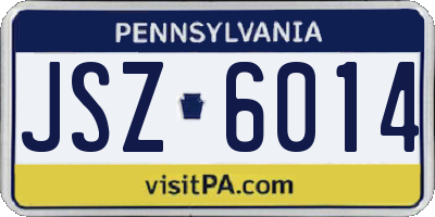 PA license plate JSZ6014