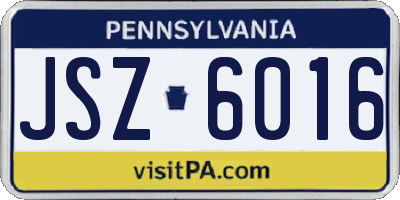 PA license plate JSZ6016