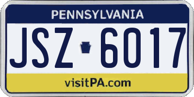 PA license plate JSZ6017