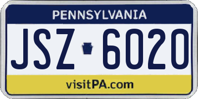 PA license plate JSZ6020