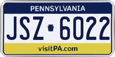 PA license plate JSZ6022