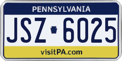 PA license plate JSZ6025