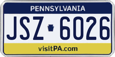 PA license plate JSZ6026