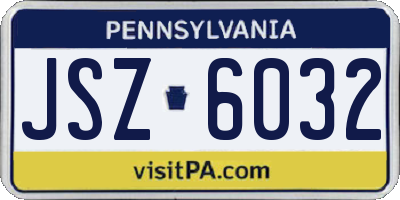 PA license plate JSZ6032