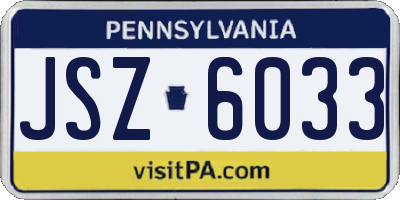 PA license plate JSZ6033