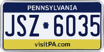 PA license plate JSZ6035