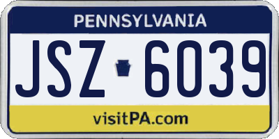 PA license plate JSZ6039