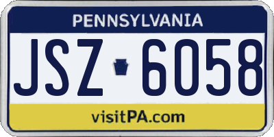 PA license plate JSZ6058