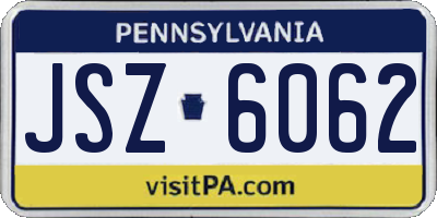 PA license plate JSZ6062