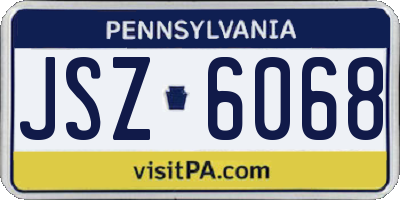 PA license plate JSZ6068