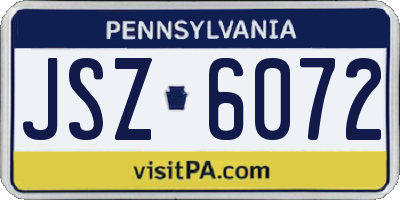 PA license plate JSZ6072