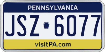 PA license plate JSZ6077