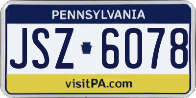 PA license plate JSZ6078