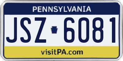 PA license plate JSZ6081