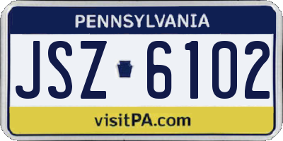 PA license plate JSZ6102