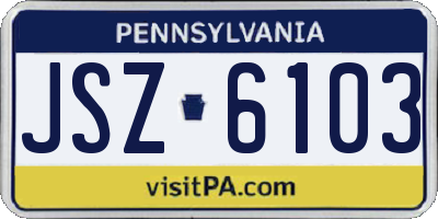PA license plate JSZ6103