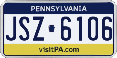 PA license plate JSZ6106