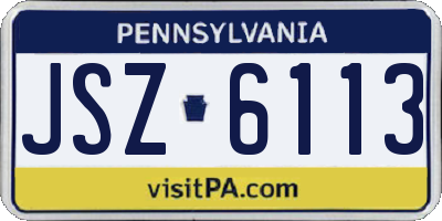 PA license plate JSZ6113