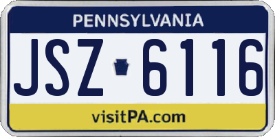 PA license plate JSZ6116