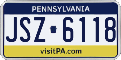 PA license plate JSZ6118