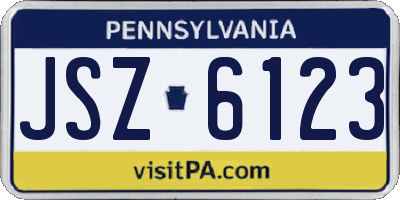 PA license plate JSZ6123