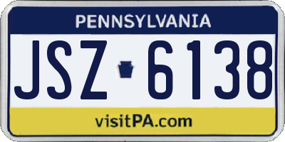 PA license plate JSZ6138