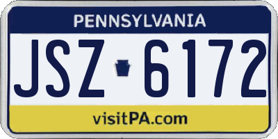 PA license plate JSZ6172