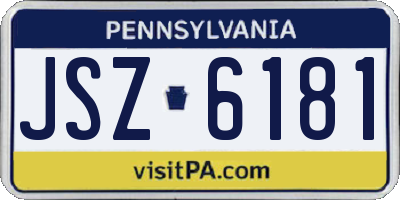 PA license plate JSZ6181