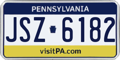 PA license plate JSZ6182