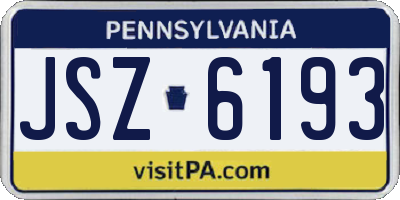 PA license plate JSZ6193