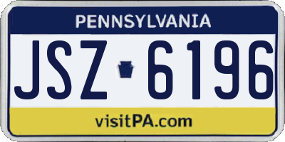 PA license plate JSZ6196
