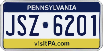 PA license plate JSZ6201
