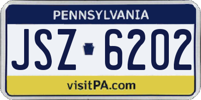 PA license plate JSZ6202